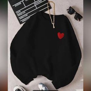 NWT Heart Crew Neck  Sweater & a Pair of Heart Socks